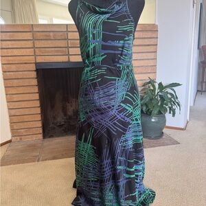 Valentina Black and Green Maxi Dress